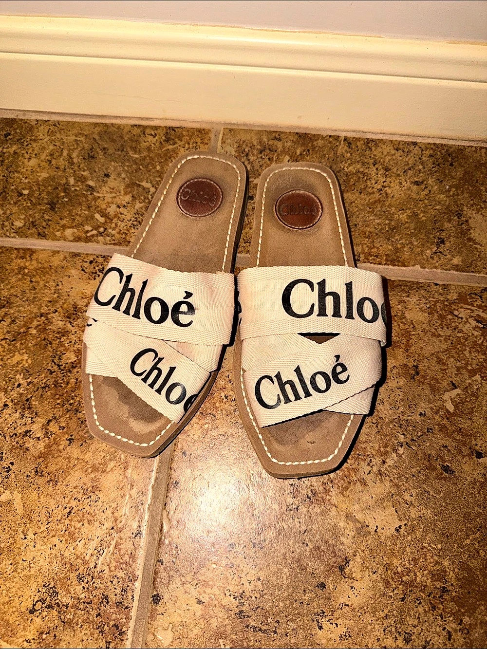 Look alike Woody Flat Slide Sandals Beige